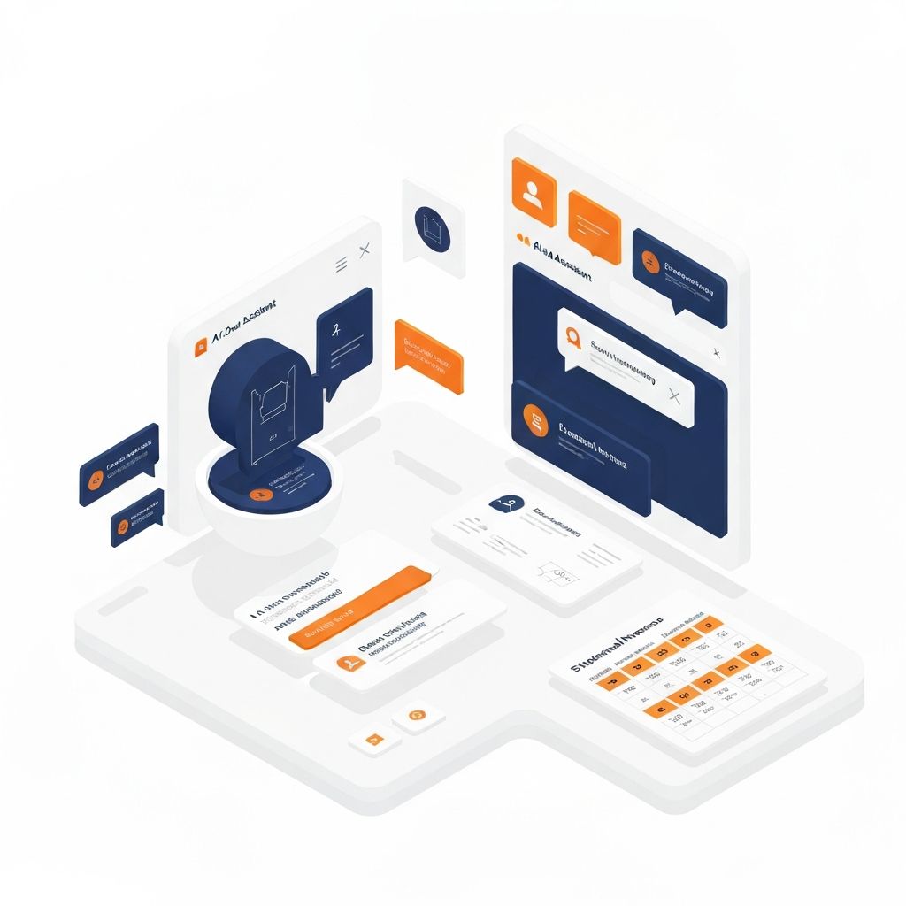 Ilustração isométrica do assistente de IA do Equilibris respondendo perguntas de engenharia